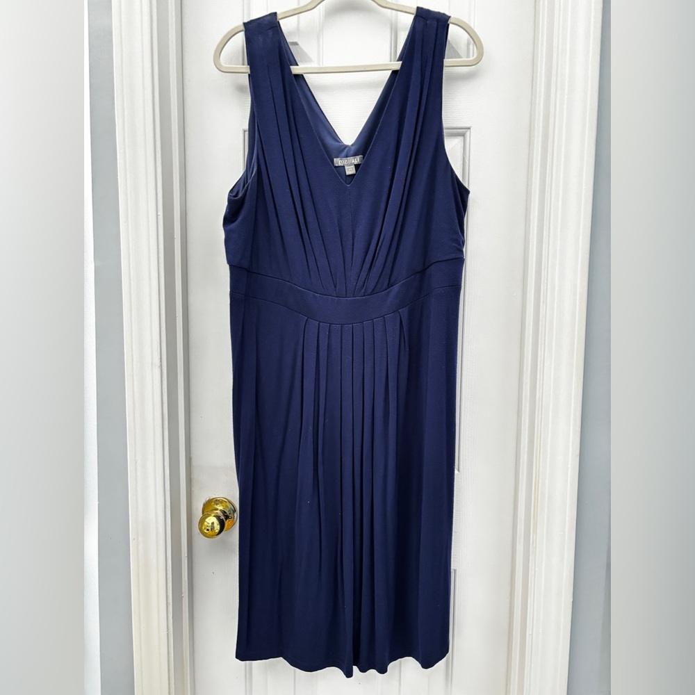 Knee length Navy Blue Sleeveless Dress